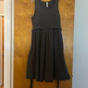 Latched Mama gray nursing dress with belt tie